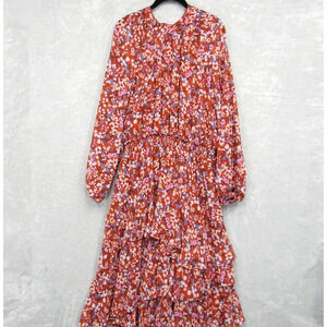 ARULA Floral Midi Dress - Red and Pink